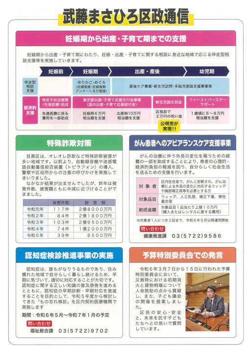 武藤まさひろ区政通信-2024年春号-裏
